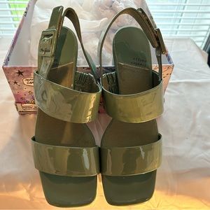 Gently Used - Jeffrey Campbell Miranda Dusty Green Patent Sandals